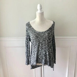 Soft Joie Gray Metallic Wide Neck Sweater M